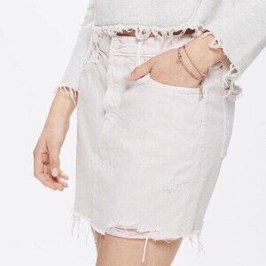 Mother Superior The Vagabond Mini Fray Skirt in The Devil Drinks Coffee Size 28